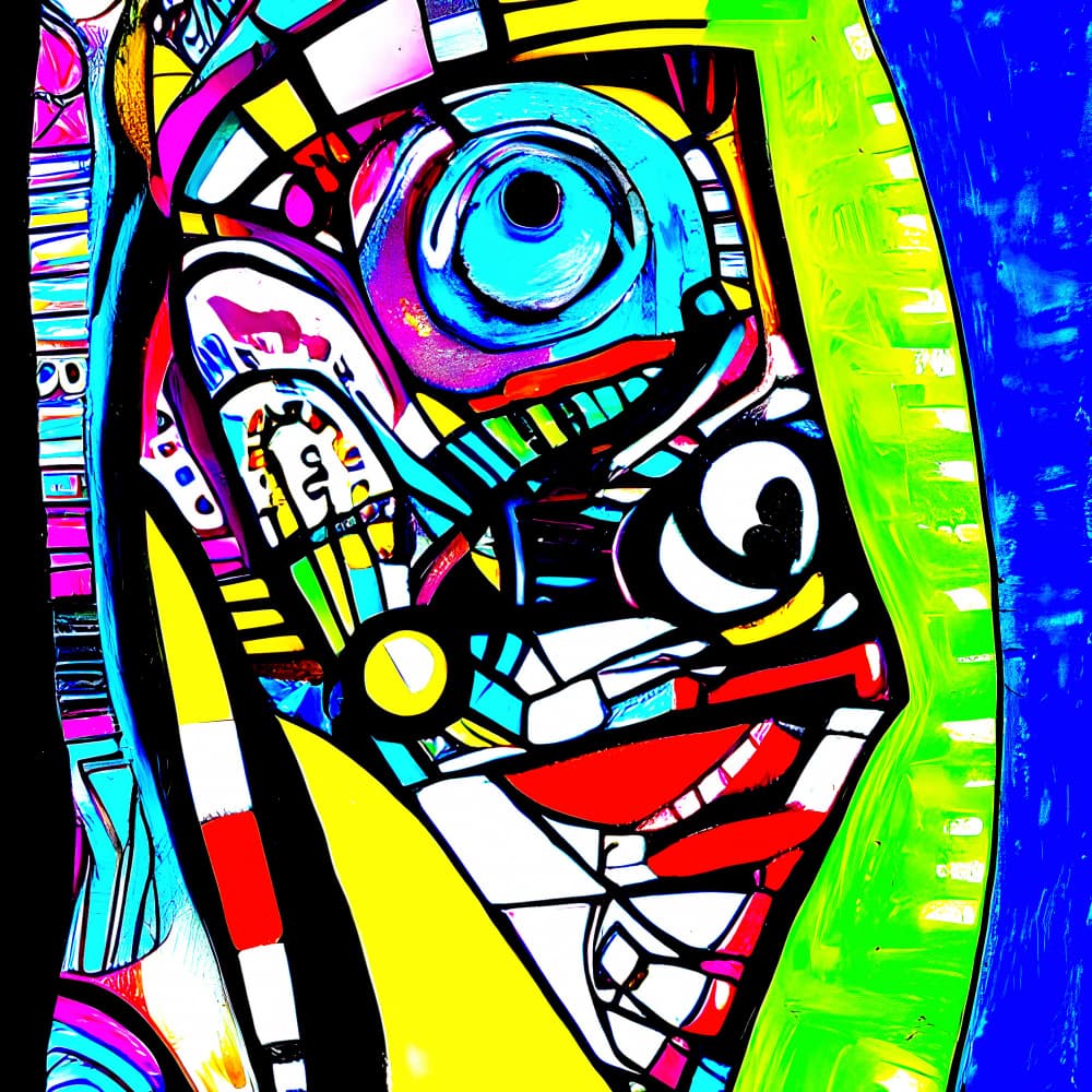 Vibrant Abstract Face by mnemonixART — canvas wall art