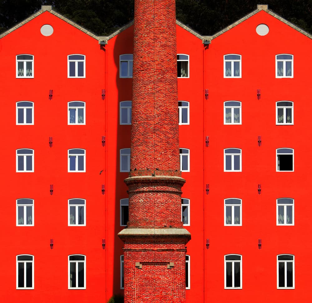 Vibrant Red Architecture by Hans-Wolfgang Hawerkamp — canvas wall art