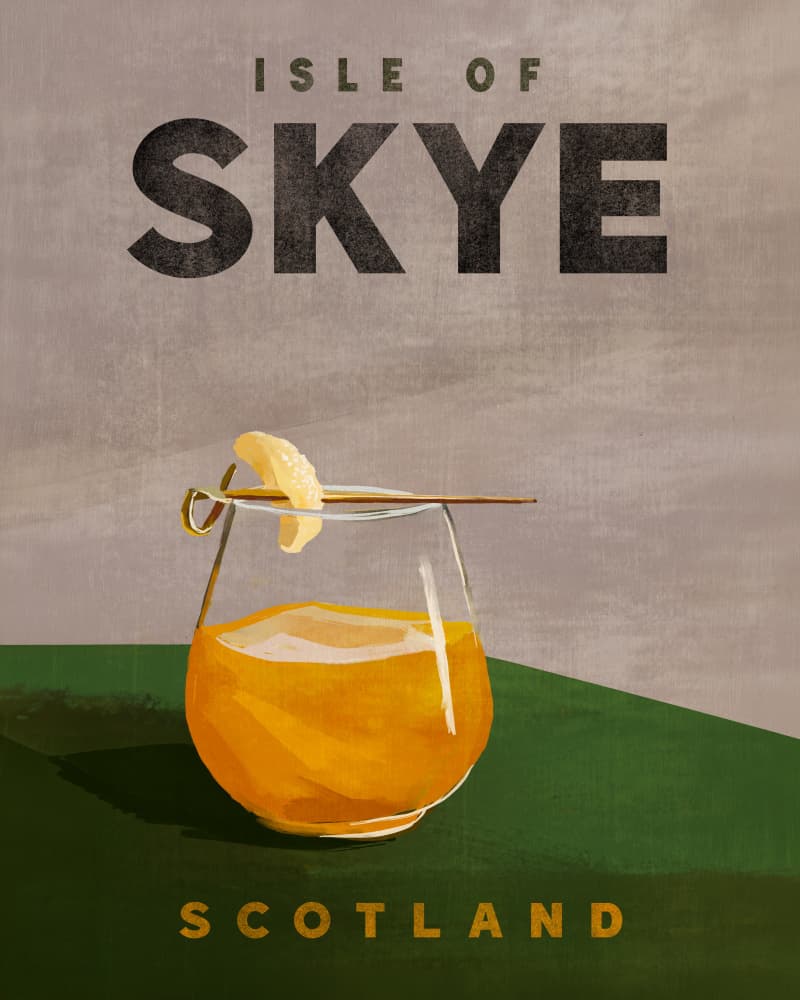 Isle Of Skye Scotland Scotch Cocktail Travel Poster by The Whiskey Ginger — canvas wall art