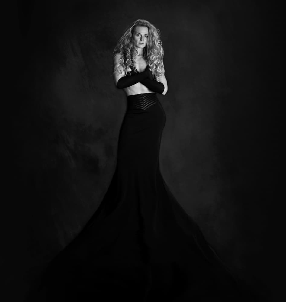 Elegant Black Fashion Portrait by Svetlana Kirzh — canvas wall art