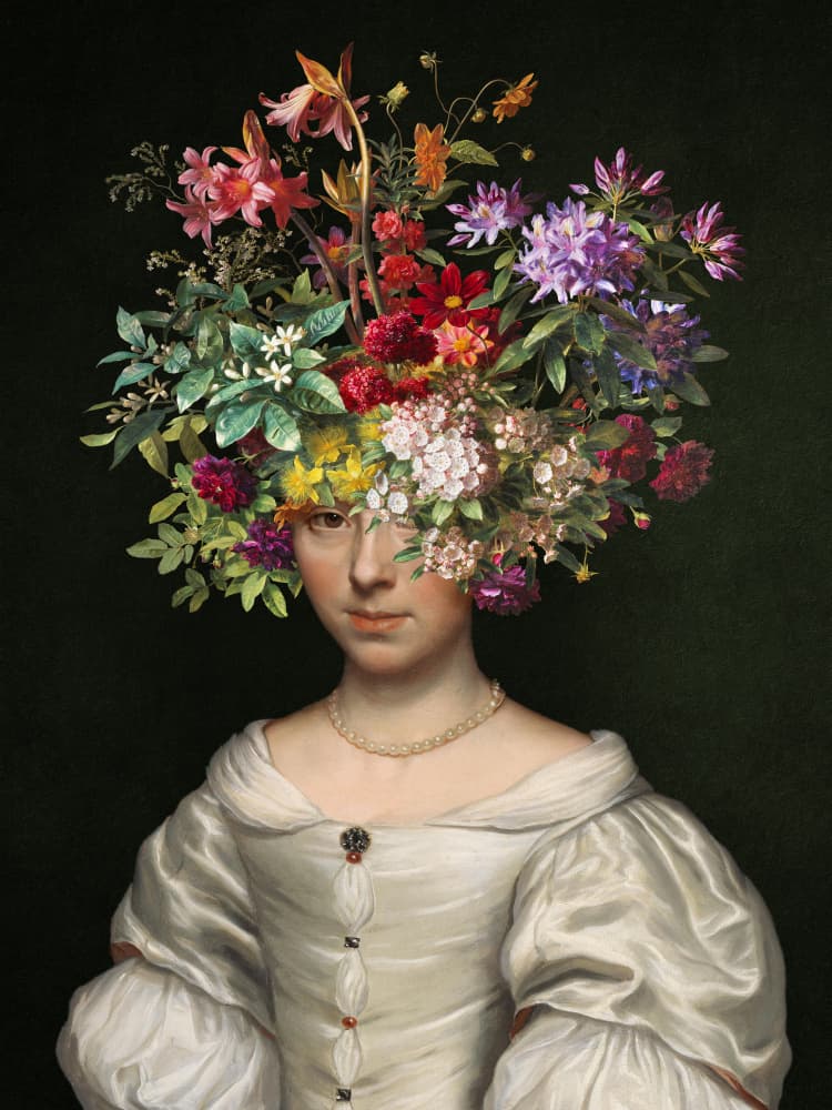 Enchanted Floral Portrait by Marja van den Hurk — canvas wall art