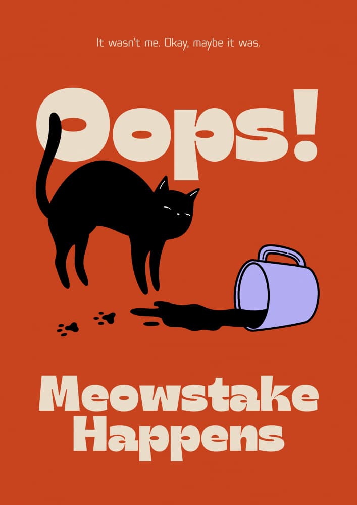 Oops Cat Spills Coffee by Marianne Bassil — canvas wall art