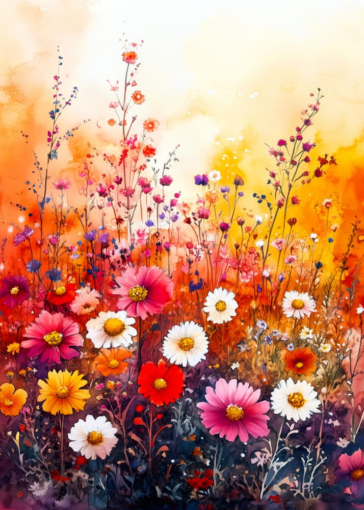 Colorful Wildflower Field by Justyna Jaszke — canvas wall art
