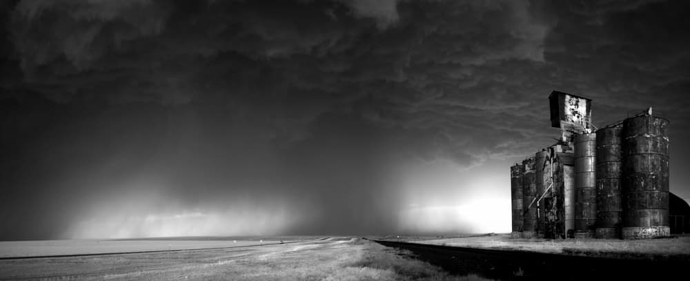 Stormy Prairie Silos by Rob Darby — canvas wall art