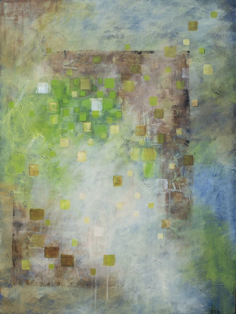 Earthy Green Squares by Lillian Christiansson — canvas wall art