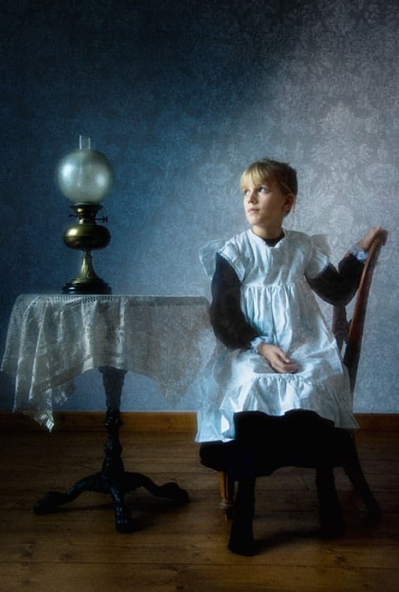 Vintage Schoolgirl Portrait by kenp — canvas wall art