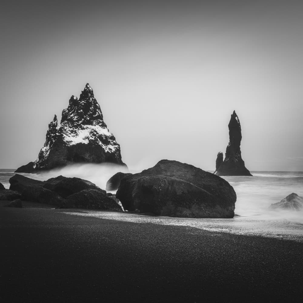 Dramatic Black Sand Coast by Ionut Petrea — canvas wall art