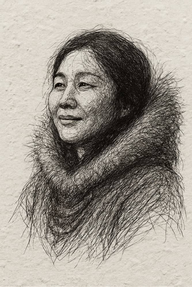 Smiling Woman in Fur by Natalie Bruns — canvas wall art