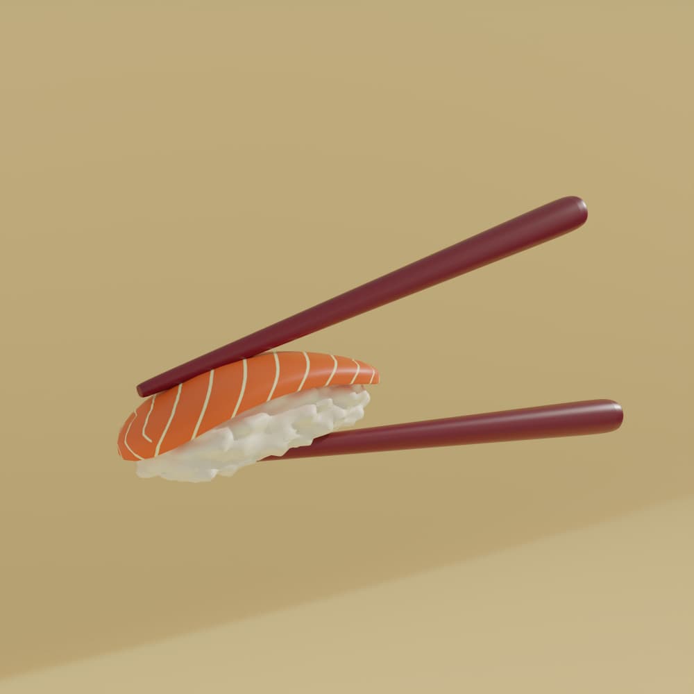 Chopsticks Salmon Nigiri by Julia Ramiro — canvas wall art