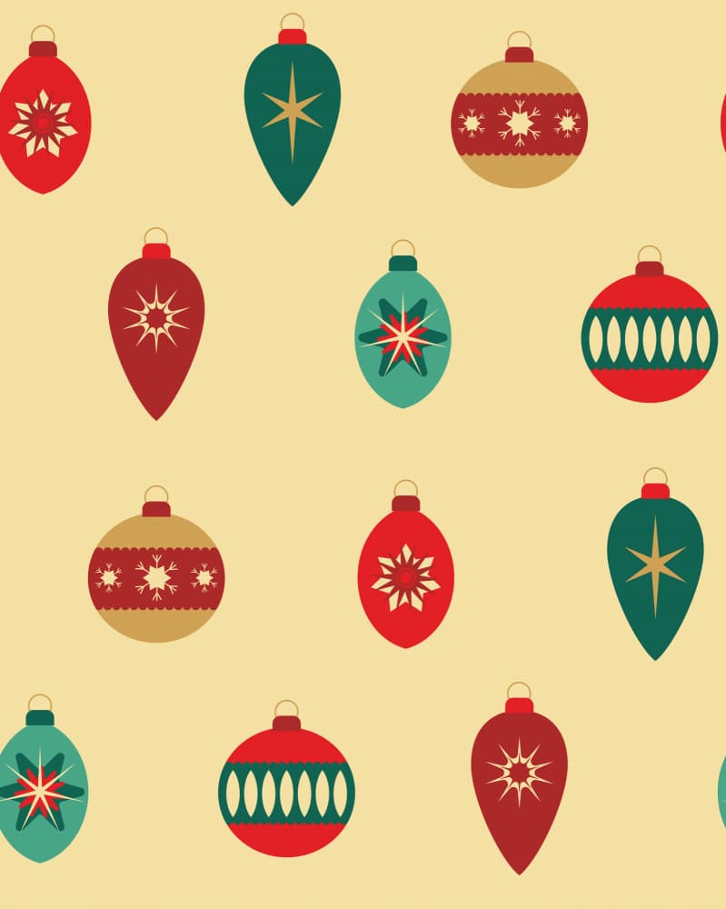 Retro Christmas Ornaments Pattern by Irene Demetri — canvas wall art