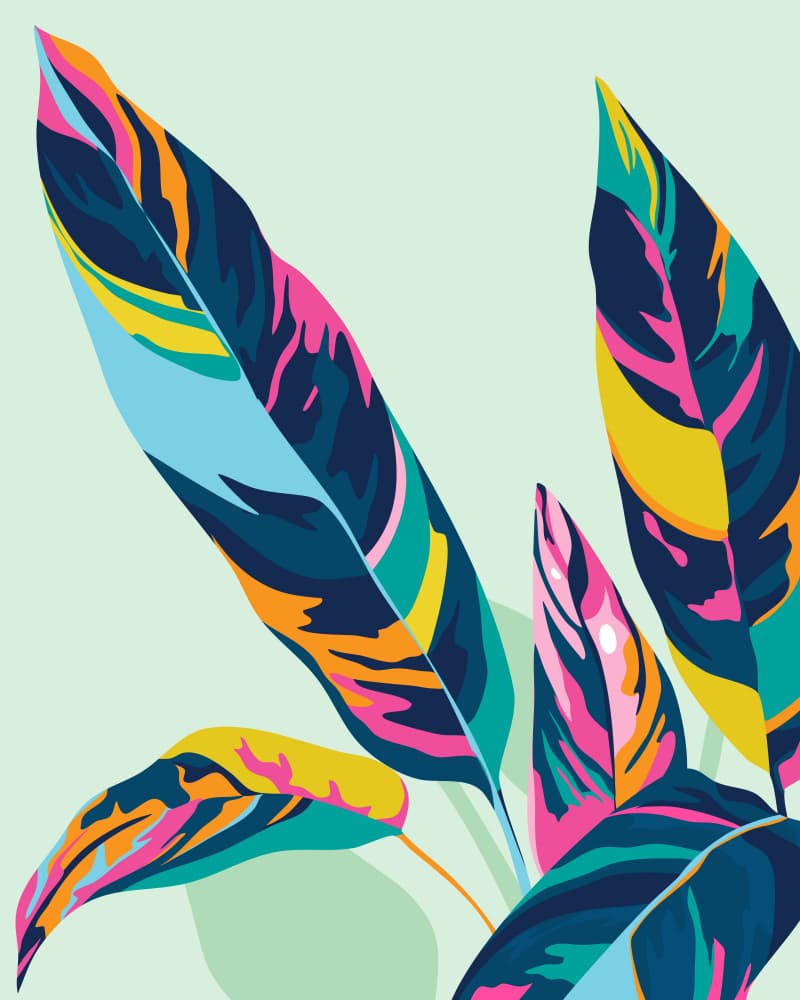 Vibrant Tropical Leaves by Uma Gokhale — canvas wall art