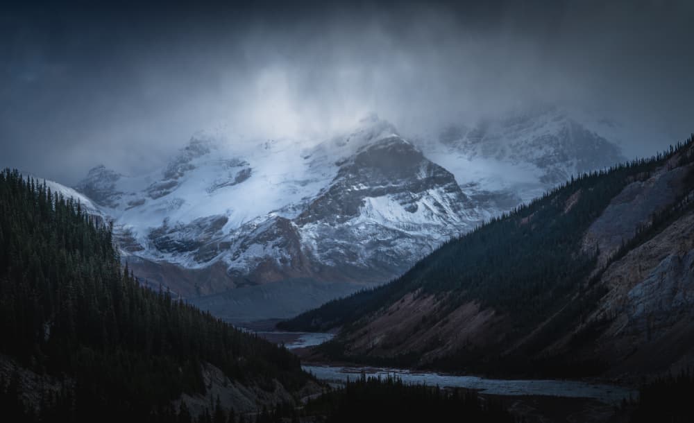 Dramatic Winter Mountains by Bing Li — canvas wall art