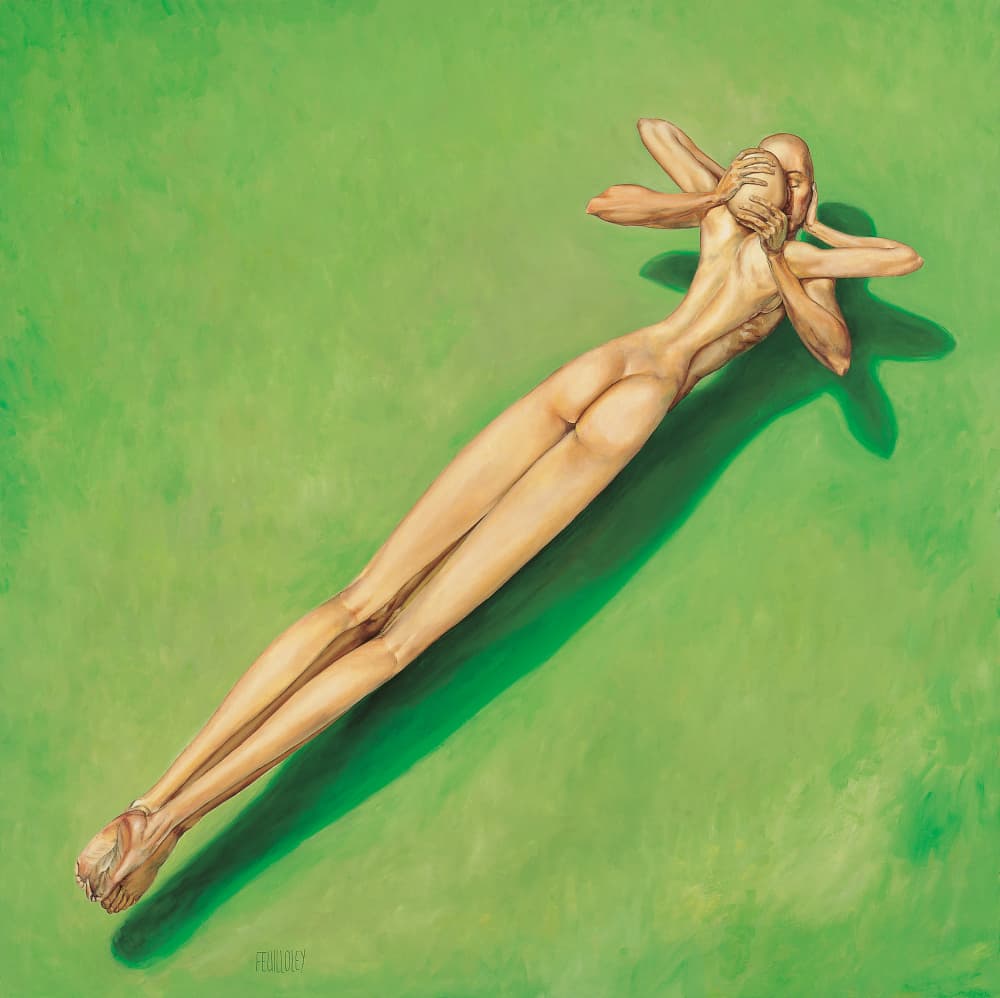 Sensual Nude Embrace by Myriam Feuilloley — canvas wall art