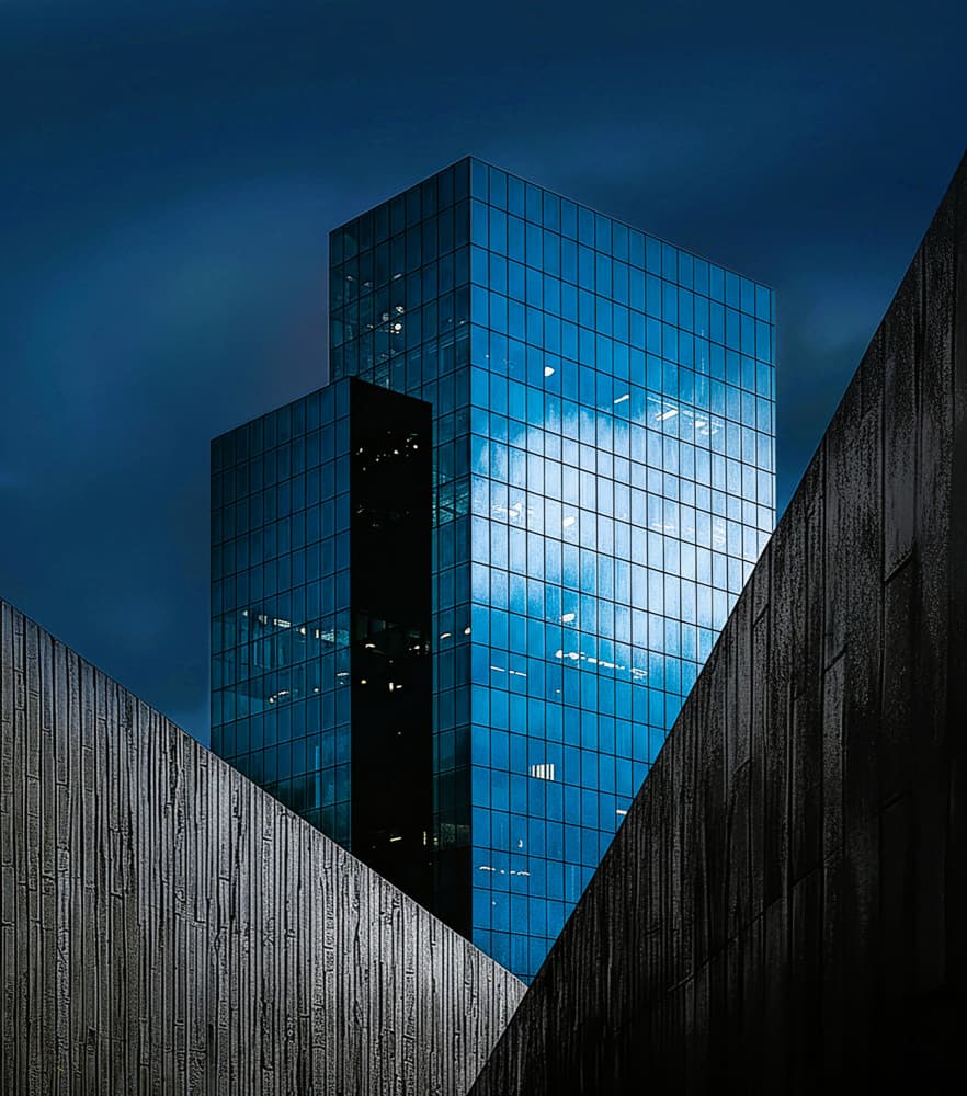 Modern Blue Cityscape by Arnon Orbach — canvas wall art