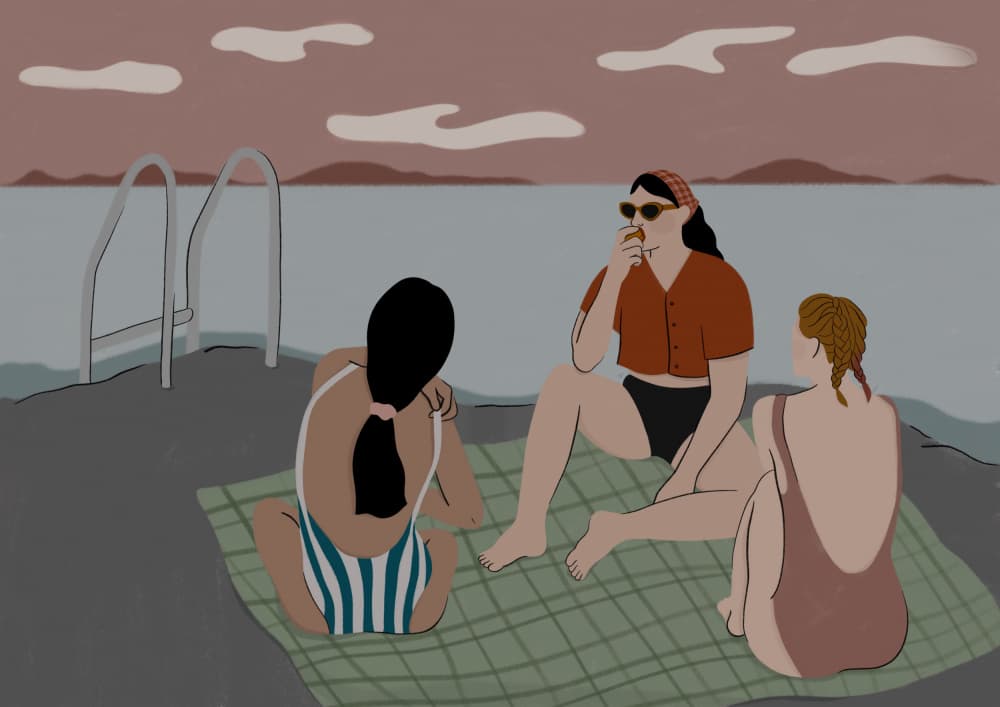 Summer Lake Friends by Ida Alvarsson — canvas wall art