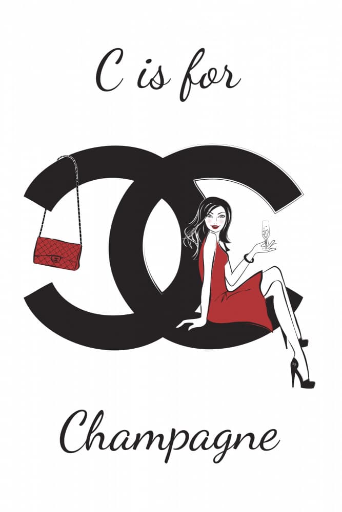 Champagne Fashion Woman by Martina — canvas wall art