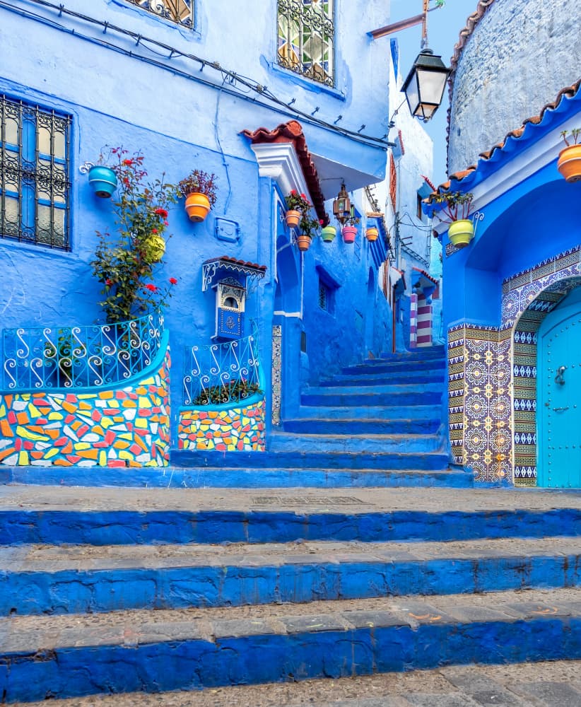 Moroccan Blue Steps by Wayne Pearson — canvas wall art