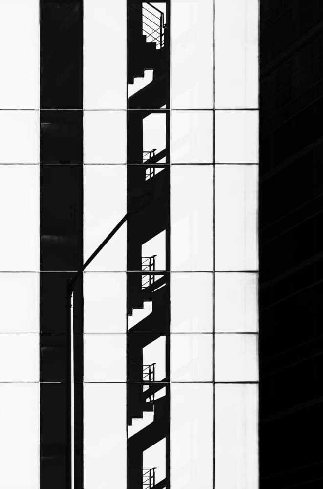 Geometric Staircase Reflection by Swen MUN — canvas wall art