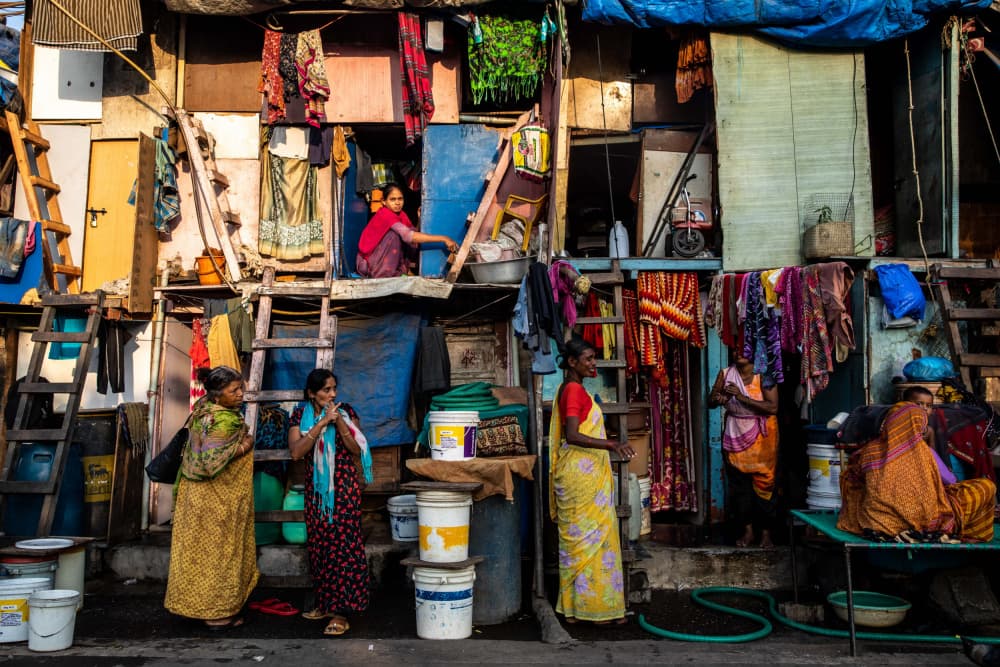 Vibrant Indian Street Scene by Ella Waldman — canvas wall art