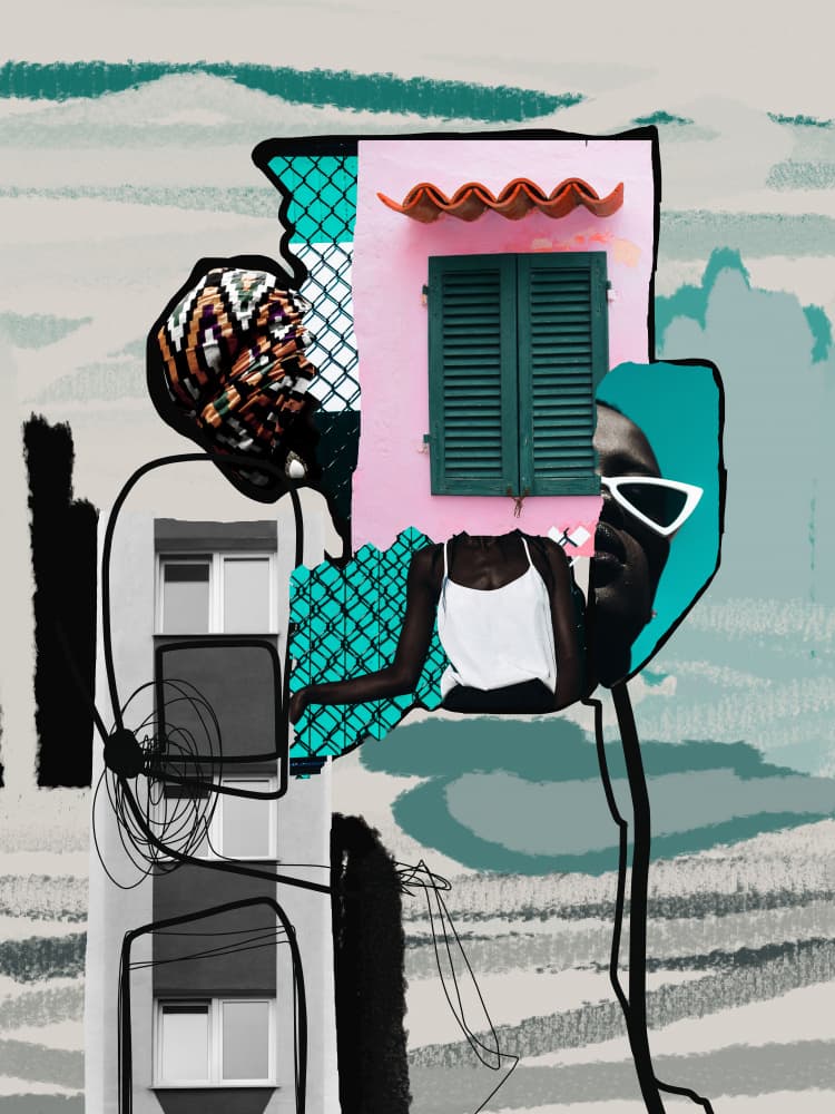Stylish Urban Pink Collage by Pelin Atilla — canvas wall art