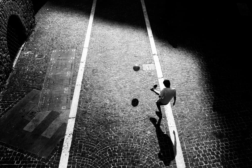 Shadow Play Soccer by Riccardo Lucidi — canvas wall art
