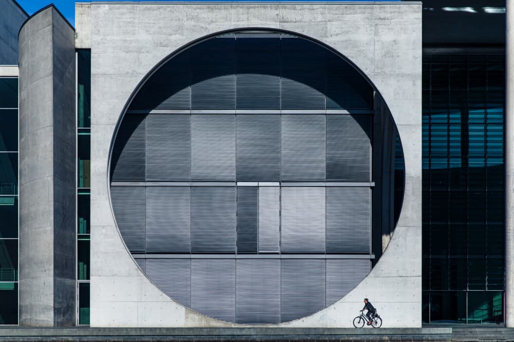 Urban Circle Cyclist by Marco Tagliarino — canvas wall art