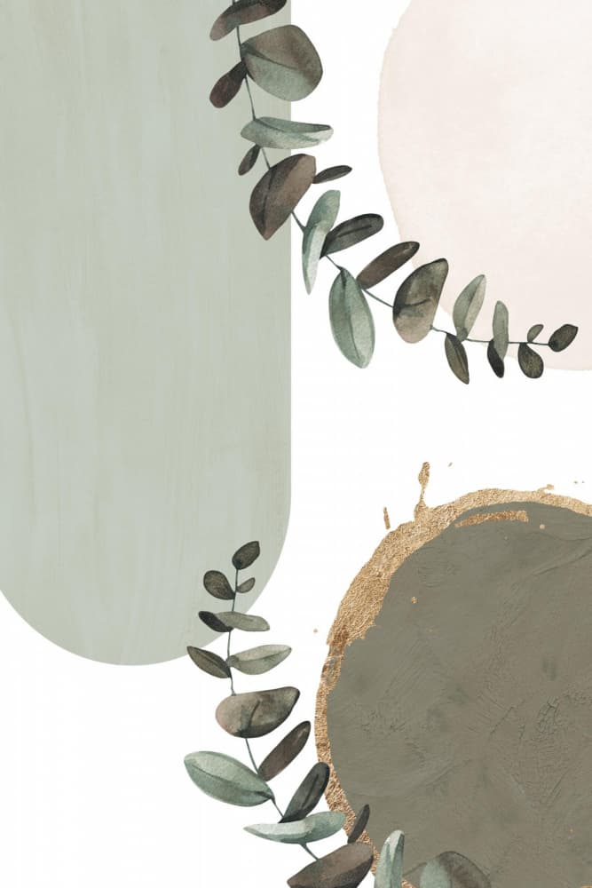 Eucalyptus Gold Shapes by Sally Ann Moss — canvas wall art