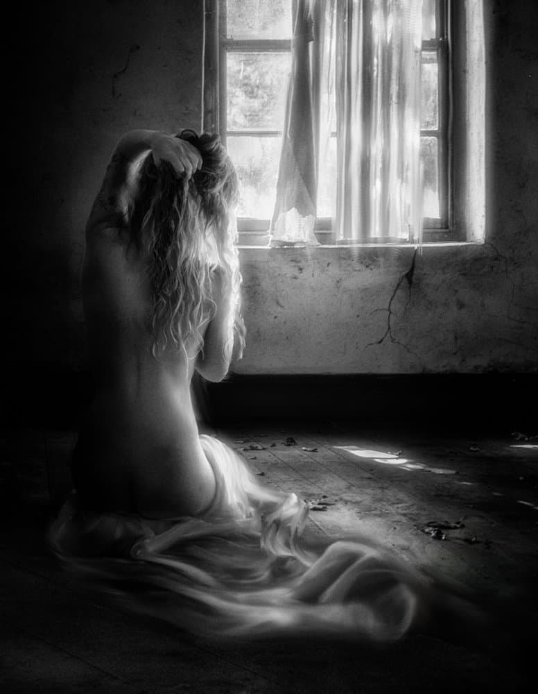 Pensive Woman Window by Charlaine Gerber — canvas wall art