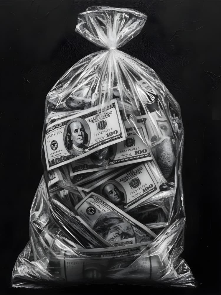 Bag Full of Cash by HUGO — canvas wall art