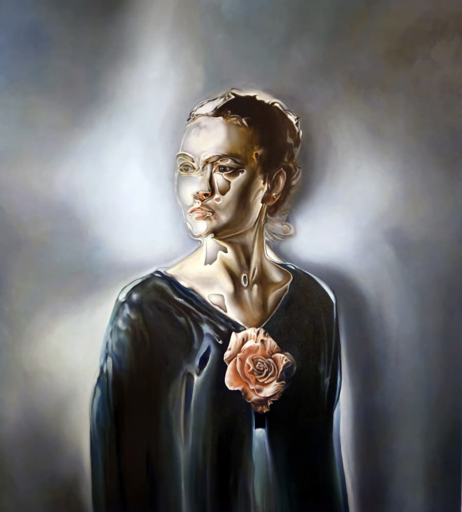 Mysterious Woman With Rose by Stefano Mazzolini — canvas wall art