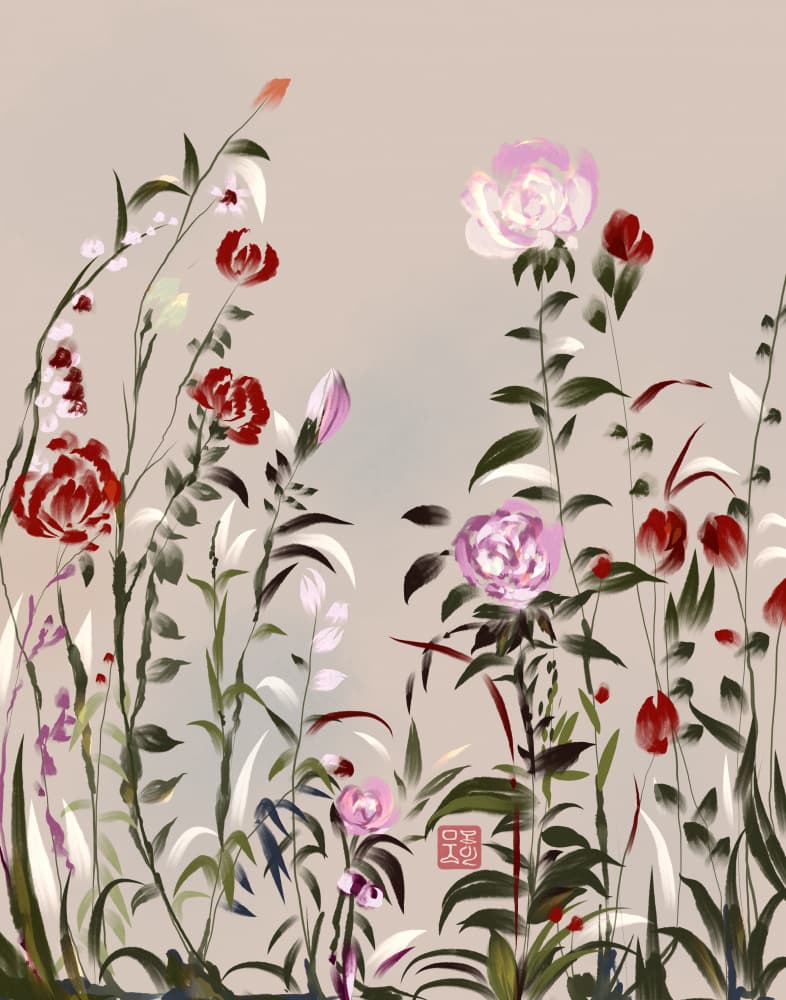 Painterly Garden Blooms by Josie George — canvas wall art