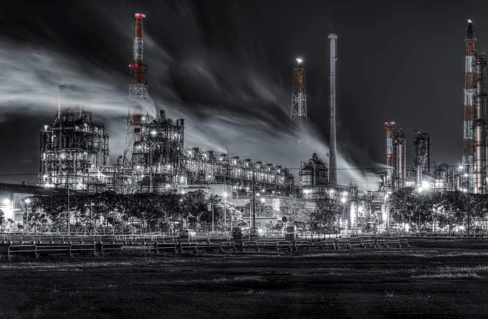 Industrial Nightscape Glow by Tomoshi Hara — canvas wall art