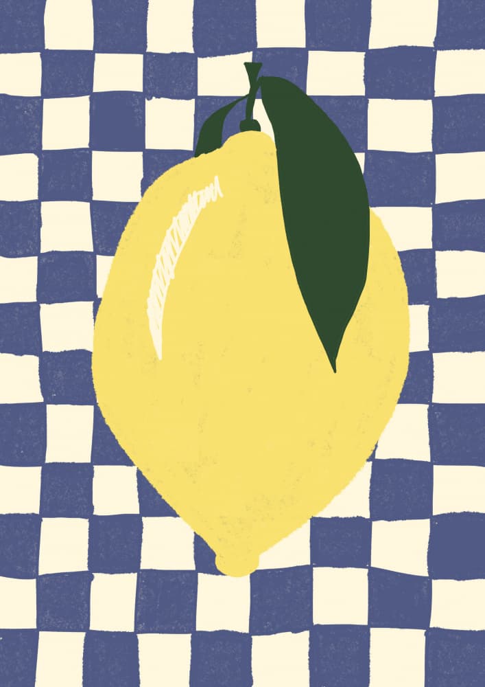 Blue Checkered Lemon by Studio Dolci — canvas wall art