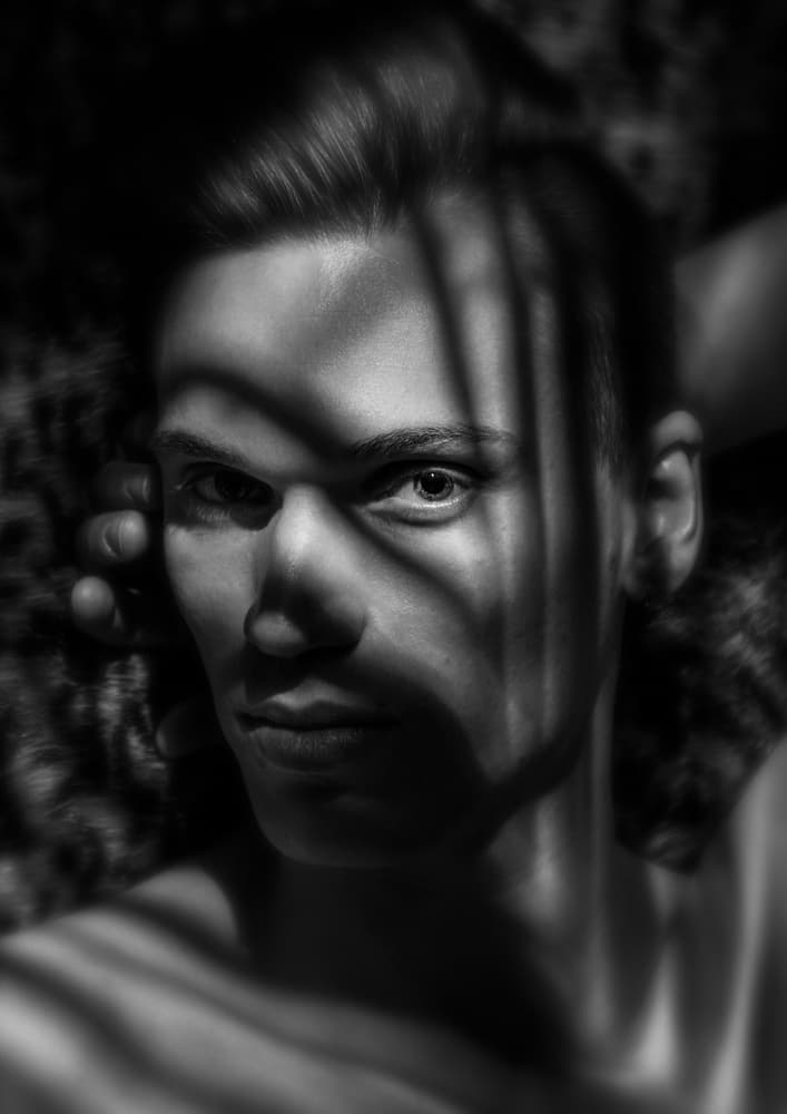 Intense Shadow Portrait by mario lotzin / uwe friessner — canvas wall art