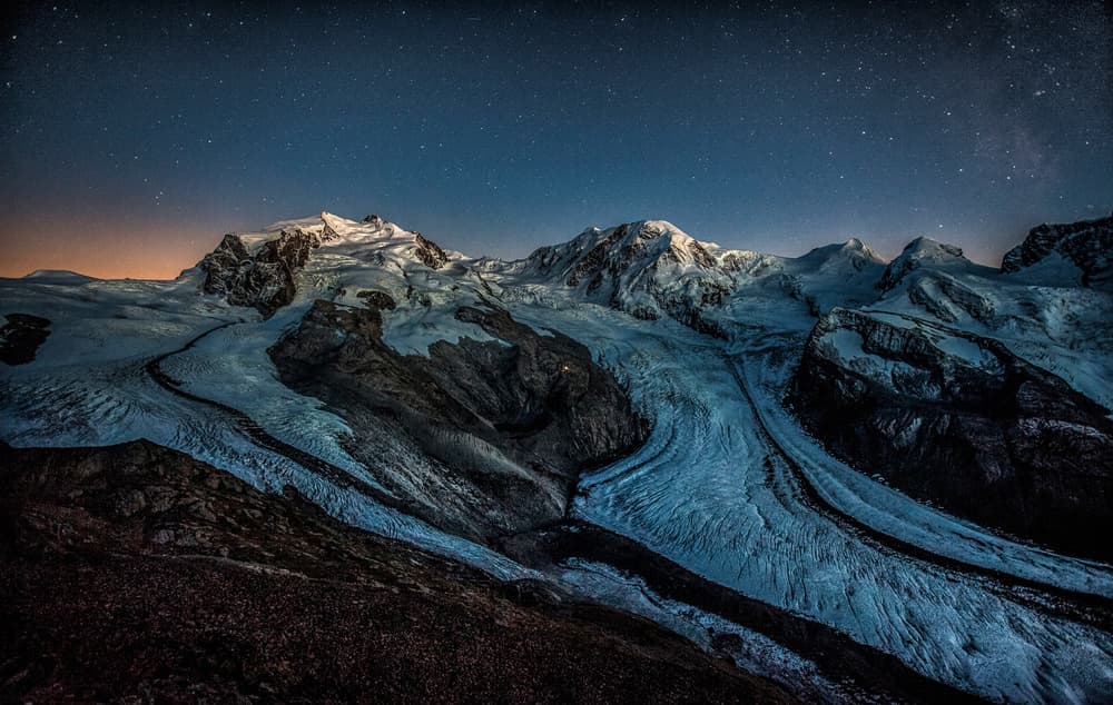 Starry Mountain Glaciers by Peter Svoboda MQEP — canvas wall art