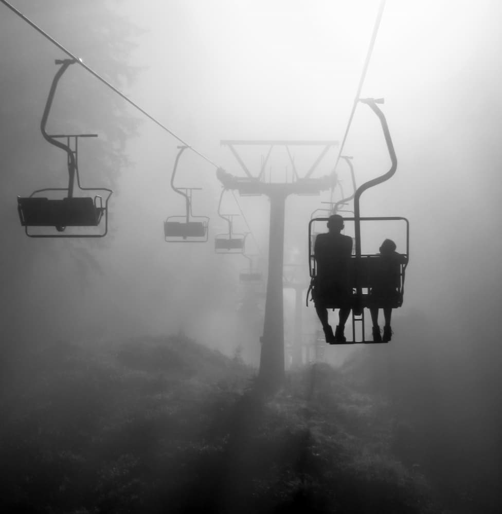 Misty Mountain Chairlift by Wieteke de Kogel — canvas wall art