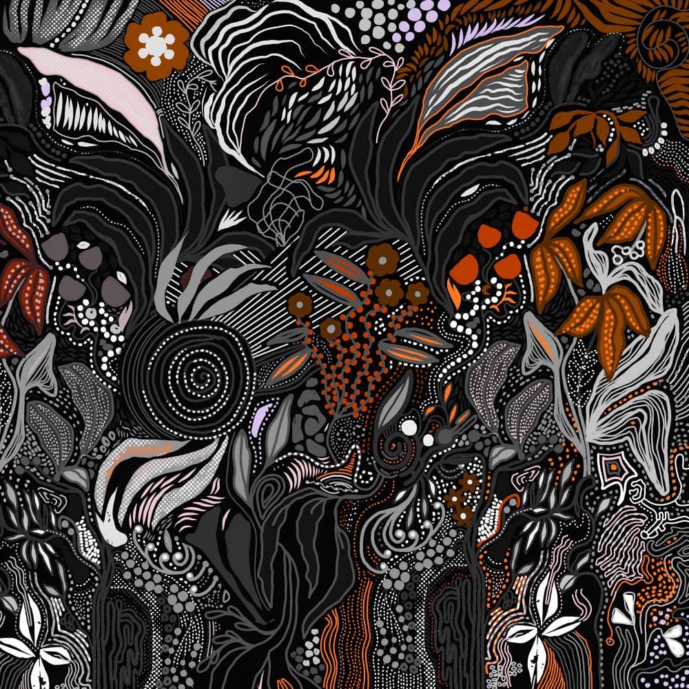 Dark Botanical Abstract by Josie George — canvas wall art