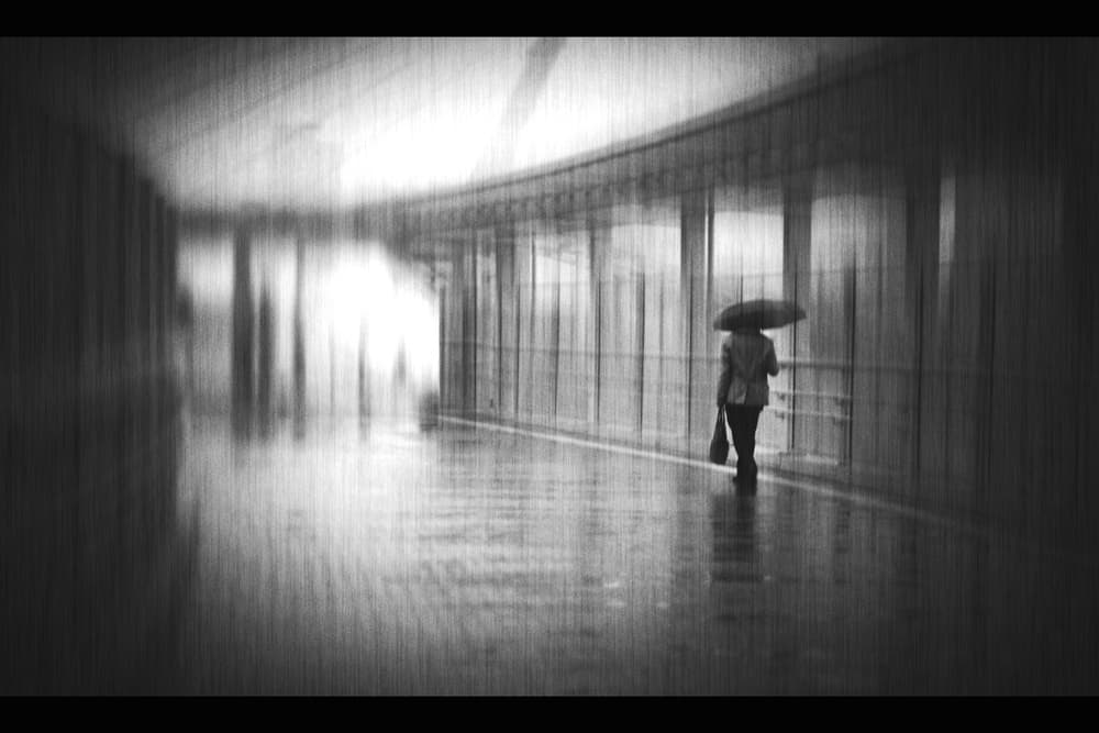 Rainy Corridor Walk by Teruhiko Tsuchida — canvas wall art