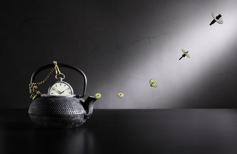 Teapot and Time Gears by Victoria Glinka — canvas wall art