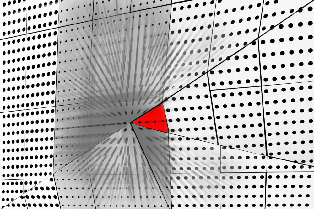 Red Bursting Geometry by Hans-Wolfgang Hawerkamp — canvas wall art