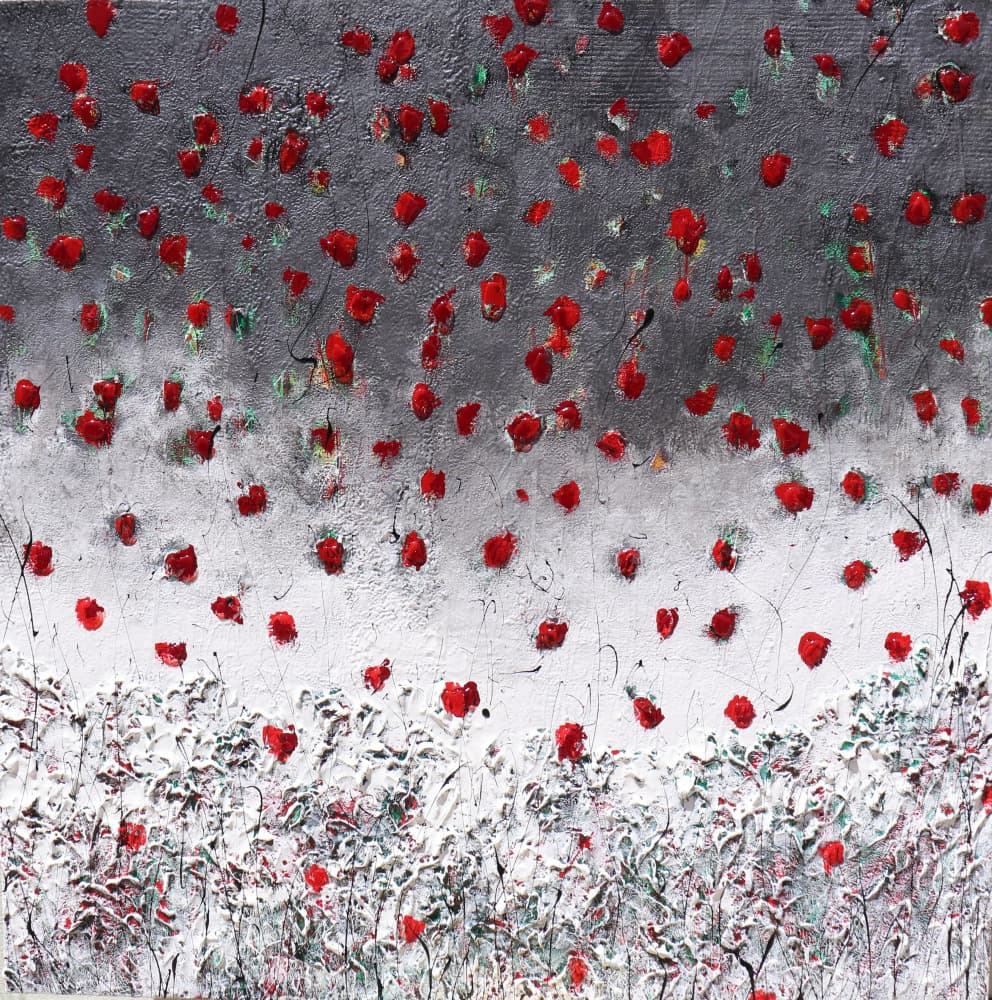 Silver Poppies Bloom by Donatella Marraoni — canvas wall art