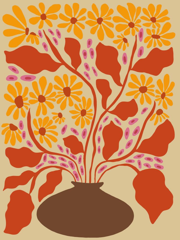 Bohemian Floral Arrangement by Miho Art Studio — canvas wall art