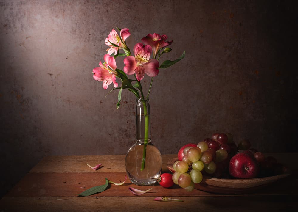 Dramatic Floral Fruit Still by Margareth Perfoncio — canvas wall art