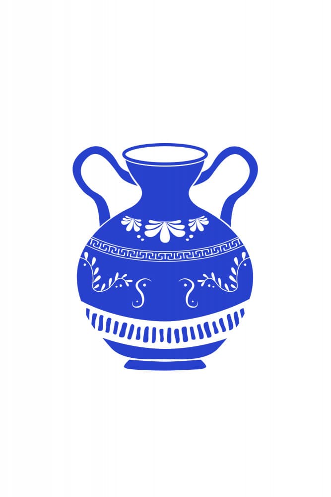 Classic Blue Greek Amphora by Karen Menzenbach — canvas wall art