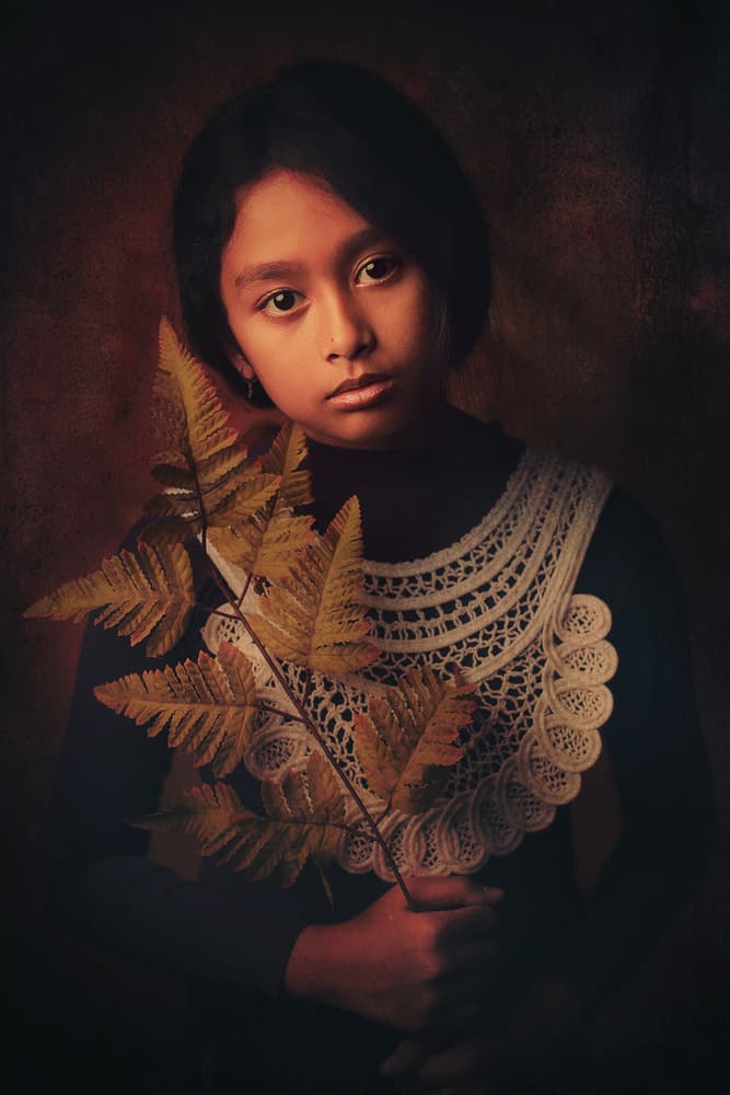 Girl With Golden Fern by Hari Sulistiawan — canvas wall art