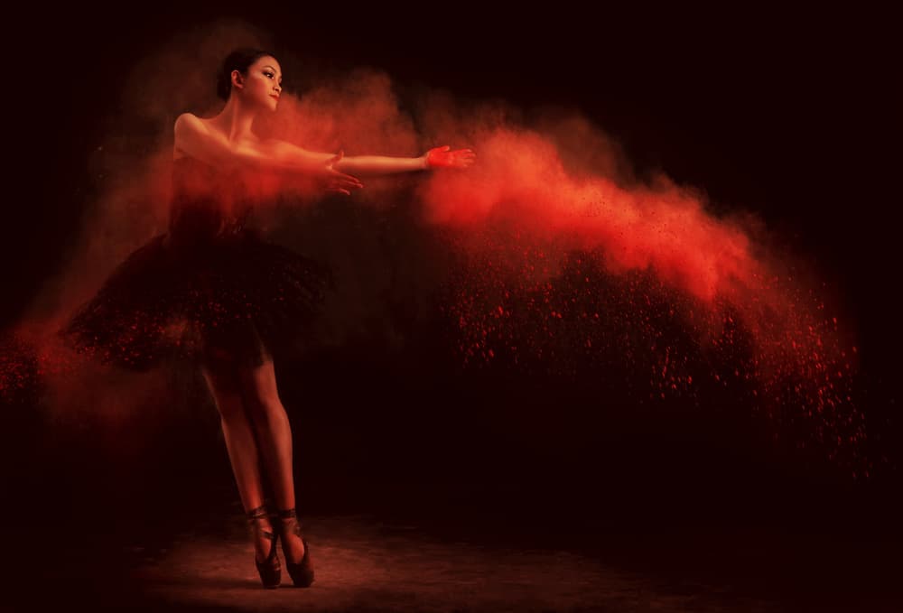 Red Powder Ballerina by Sebastian Kisworo — canvas wall art