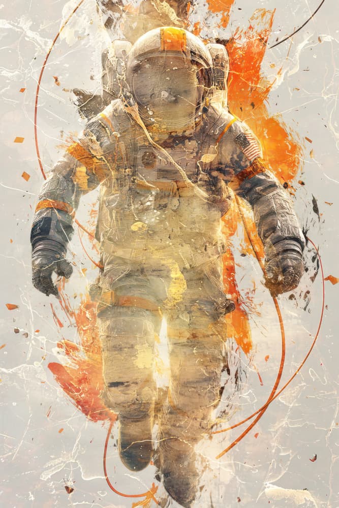 Golden Abstract Astronaut by Rafal Kulik — canvas wall art