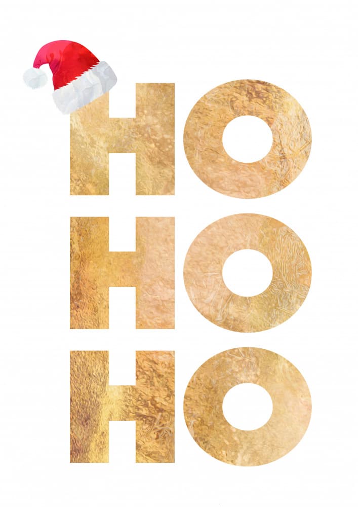 Golden Ho Ho Ho Christmas by Sarah Manovski — canvas wall art