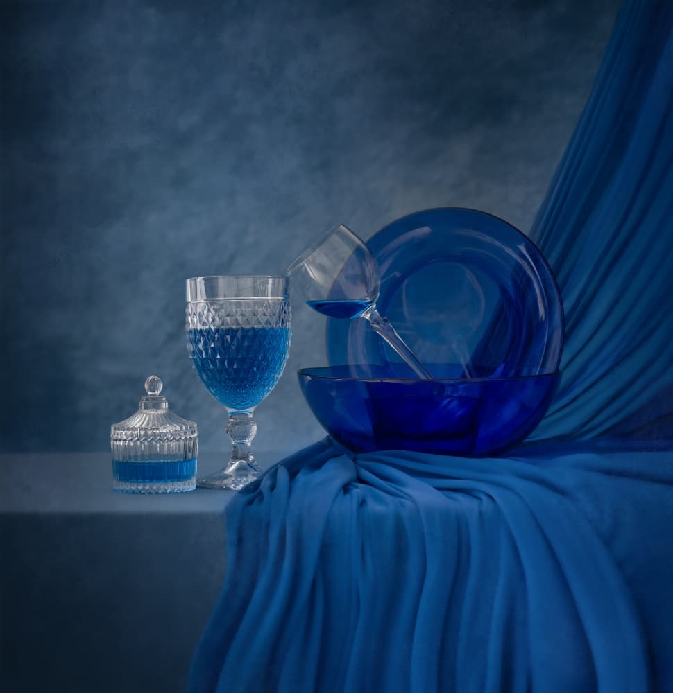 Sapphire Blue Still Life by Margareth Perfoncio — canvas wall art