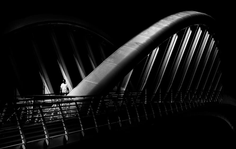 Modern Bridge Solitude by Antonio Grambone — canvas wall art